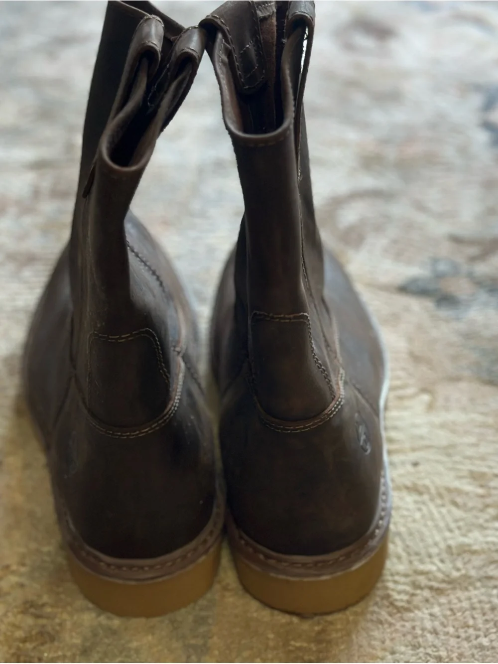 Men's Dark Brown Slip-On Leather Work Boots